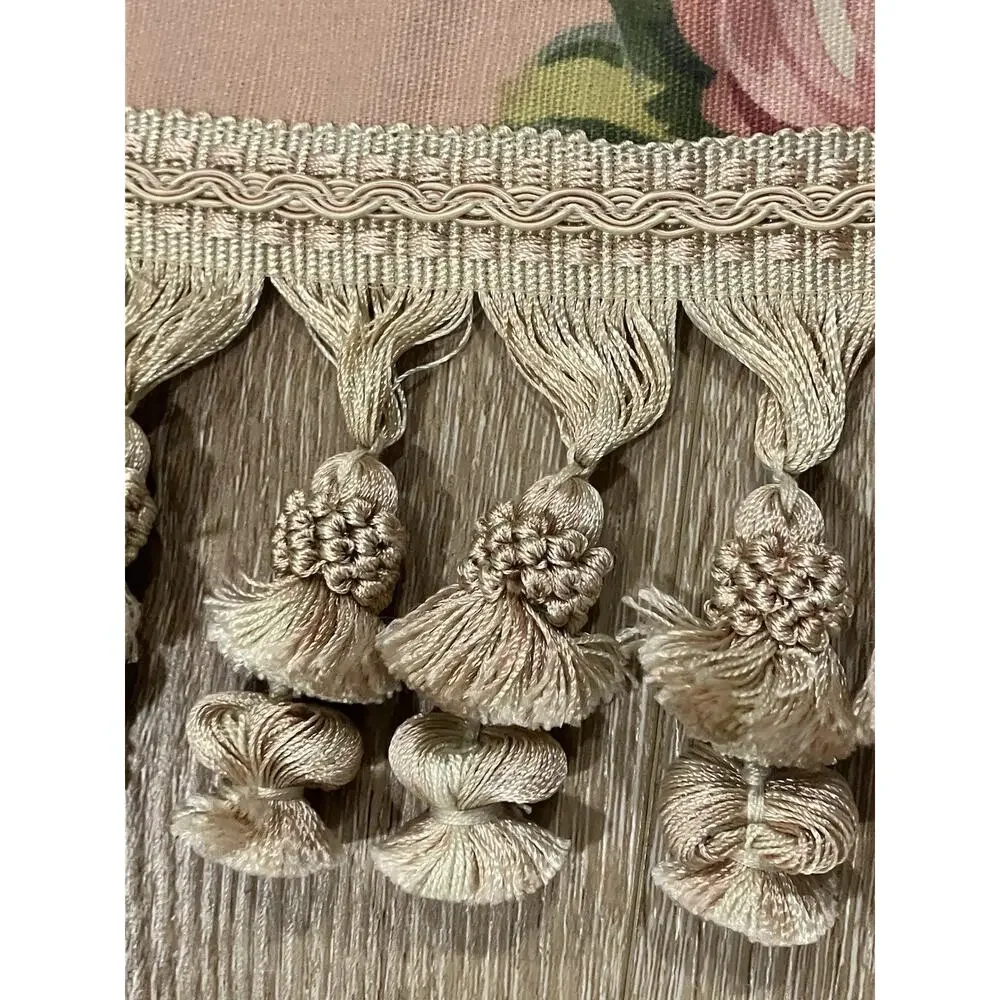 VTG Ralph Lauren Cynthia Pink Floral Valance Tassels Hand-Sewn Rings 80s RARE